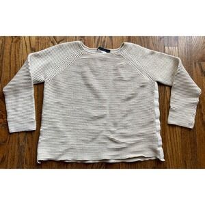 LES COPAINS Sweater Womens XS Ribbed Beige Made In Italy Knit Cotton Wool Blend